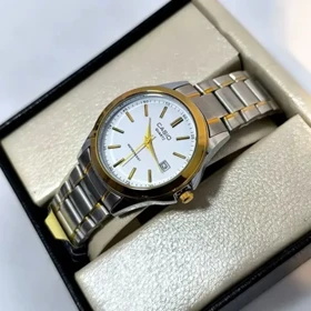 ساعت مچی زنانه کاسیو ترند بند دو رنگ صفحه سفید