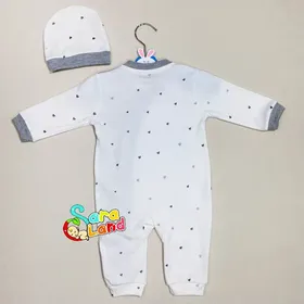 سرهمی کلاه دار نوزادی طرح قلب و گربه