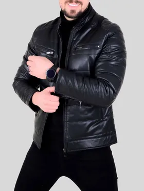 کاپشن چرم 608 مشکی