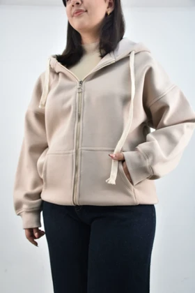 سویشرت ضخیم سه نخ تو کرکی پارچه اویشو (کرمی)