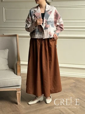 کراپ دامن لینن گل‌دار