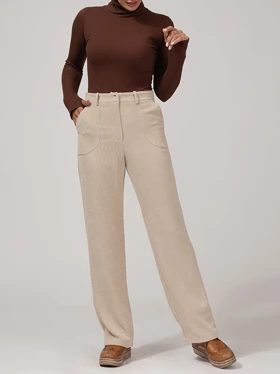 شلوار زنانه مخمل راسته جیب‌دار 10112