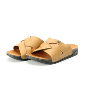 دمپایی چرم مردانه آسیادار مدل رایکا 205