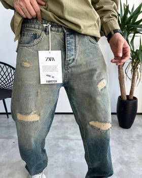 شلوار بگ کثیفشور زاپ‌دار ZARA