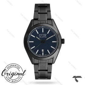 ساعت کرست مردانه 6381-2 صفحه آبی بند مشکی Crest-11076-G