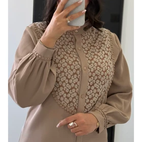 شومیز مجلسی زنانه مدل انجل (موکا)