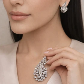 نیم ست زنانه طرح جواهری با آویز اشک