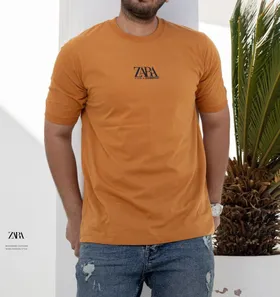 تیشرت مردانه زارا Zara رنگ خردلی آسیتن کش