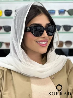 عینک زنانه شنل / فریم کائوچو و چرم عدسی پلی کربنات