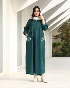 مانتو بلند مخمل کبریتی مدل بابونه کد 77941