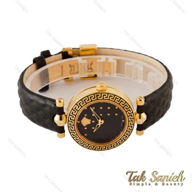 ساعت ورساچه زنانه طلایی بند چرم مشکی Versace-2739-L