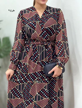 پیراهن بلند حریر آستردار آوا کد 4397