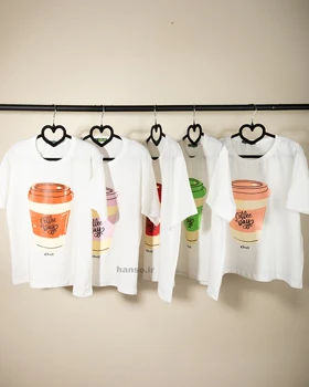 ست تیشرت شلوارک نخی زنانه طرح Coffee