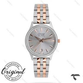 ساعت مچی زنانه کرست مدل 9008-5 دورنگ رزگلد Crest-11218-L