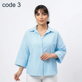 شومیز لینن نخ راه راه مدل آفتاب علیدسا (کد 3)