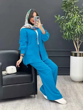 ست مانتو و شلوار جلو دکمه