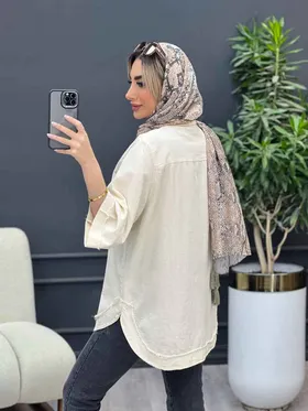 مانتو لینن یقه سه دکمه