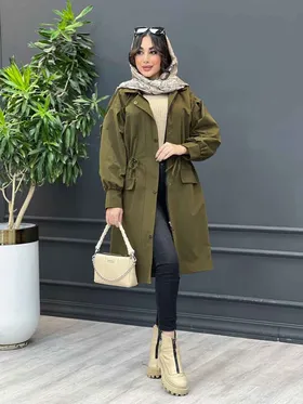 بارانی کلاه دار آستین چین