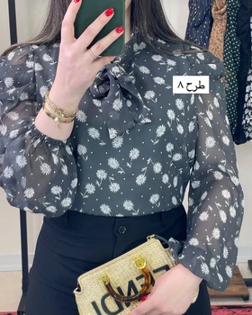 شومیز آستین پفی طرح‌دار