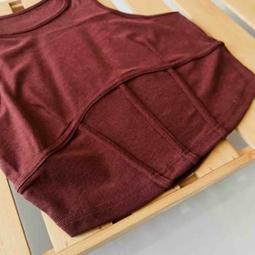 کراپ تاپ قهوه ای زنانه - کد 821