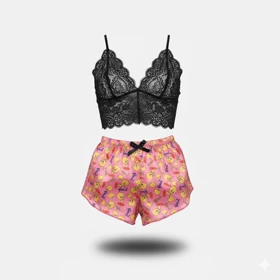 ست نیمتنه گیپور و شلوارک طرح توییتی 018