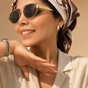 عینک آفتابی مدل celine قهوه ای طلایی _ کد 4590