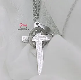 پلاک صلیب زنانه /مردانه مهره ای +زنجیر 60cm رایگان