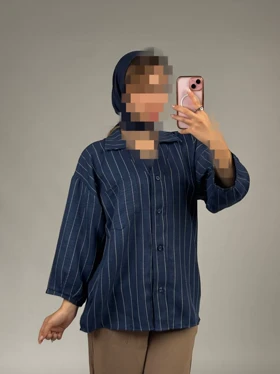 شومیز مانتویی یقه هفت راه راه مدل مهدیس کد 50256