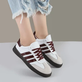 کفش و کتانی زنانه و دخترانه مدل آدیداس سامبا ADIDAS_SAMBA رنگ سفید زرشکی