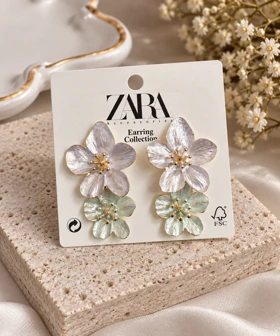 گوشواره میناکاری گل دورنگ کد 0023