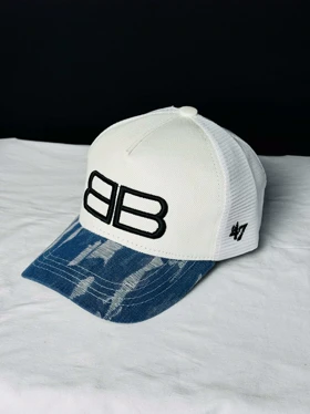 کلاه پشت توری جین زاپ‌دار 47 کد 063