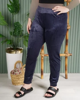 شلوار مخمل کوبیده # 7243 (سرمه ای)