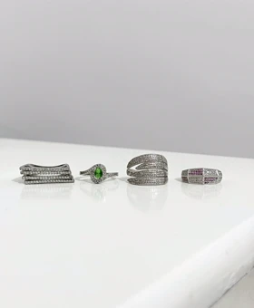 انگشتر تک نگین سبز زنانه 871