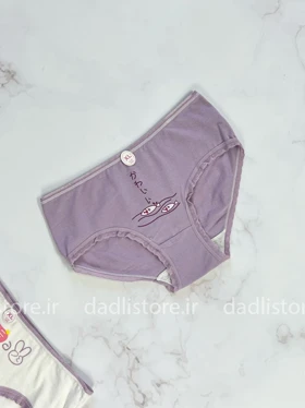 شورت اسلیپ نخ پنبه عروسکی سفید بنفش طرح تدی