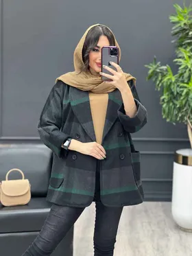 پالتو چهارخونه یقه آرشال