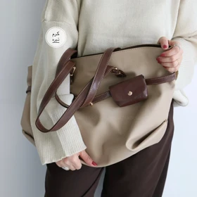 کیف زنانه بزرگ مدل نایا (کرم تیره)