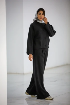 کت کراپ دخترانه مچ دکمه دار