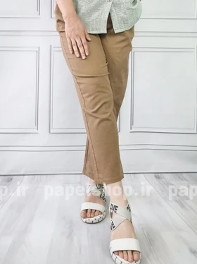شلوار کتان مام استایل کمرکش
