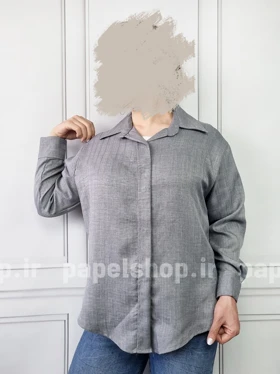 شومیز مانتویی جلو دکمه راه راه لمه