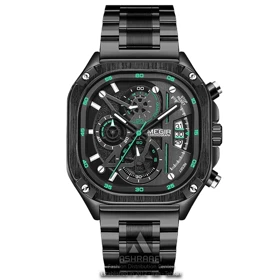 ساعت مگیر صفحه مربعی Megir MS2217G-BK-1N9