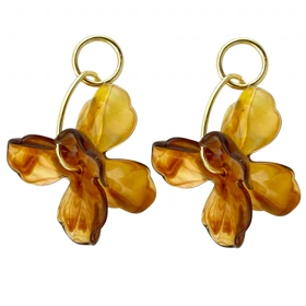 گوشواره زنانه ژوپینگ مدل آمبرا طرح گل آویز با جلوه مرمرین