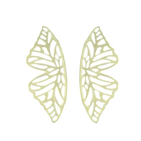 گوشواره زنانه مدل شهپر طرح پروانه طلایی توخالی