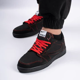 کفش کتانی اسپرت مردانه رنگ مشکی قرمز مدل نایک NIKE Jordan 1 low
