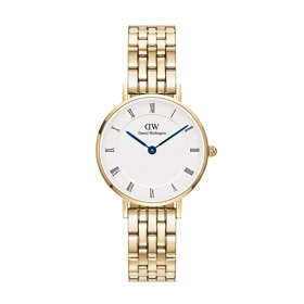ساعت دنیل ولینگتون زنانه فلزی گرد طلایی سفید ایندکس یونانی DW-5503-L