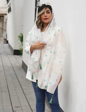شال قلبی نخی منگوله‌دار بهرو