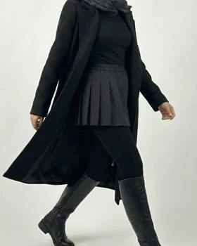 دامن تنیسی کره‌ای مشکی پلیسه‌دار کمر کشی کد (8732)