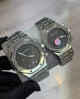 ساعتAP مهندسی نقره ای صفحه مشکی زنانه