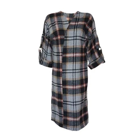 مانتو زنانه پاییزه بلند اسپرت چهارخونه پشمی