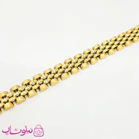 دستبند مردانه زنانه استیل طرح رولکس طلایی