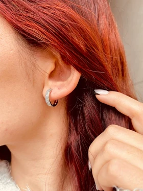 گوشواره حلقه‌ای نگینی ژوپینگ